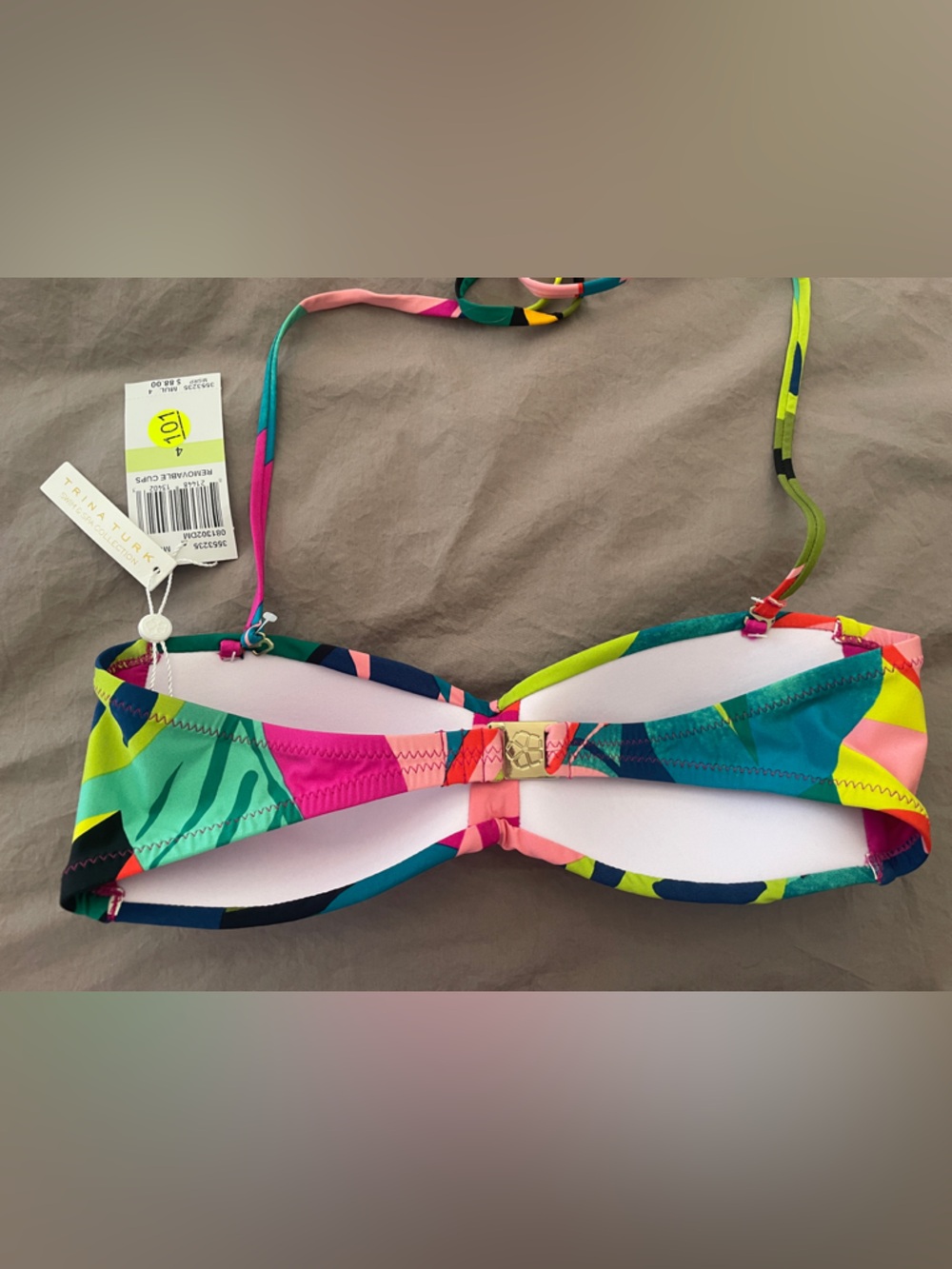 Trina Turk Rainforest Twist Bandeau Bikini Top | Size 4 | NEW | Removable straps - Picture 4 of 10